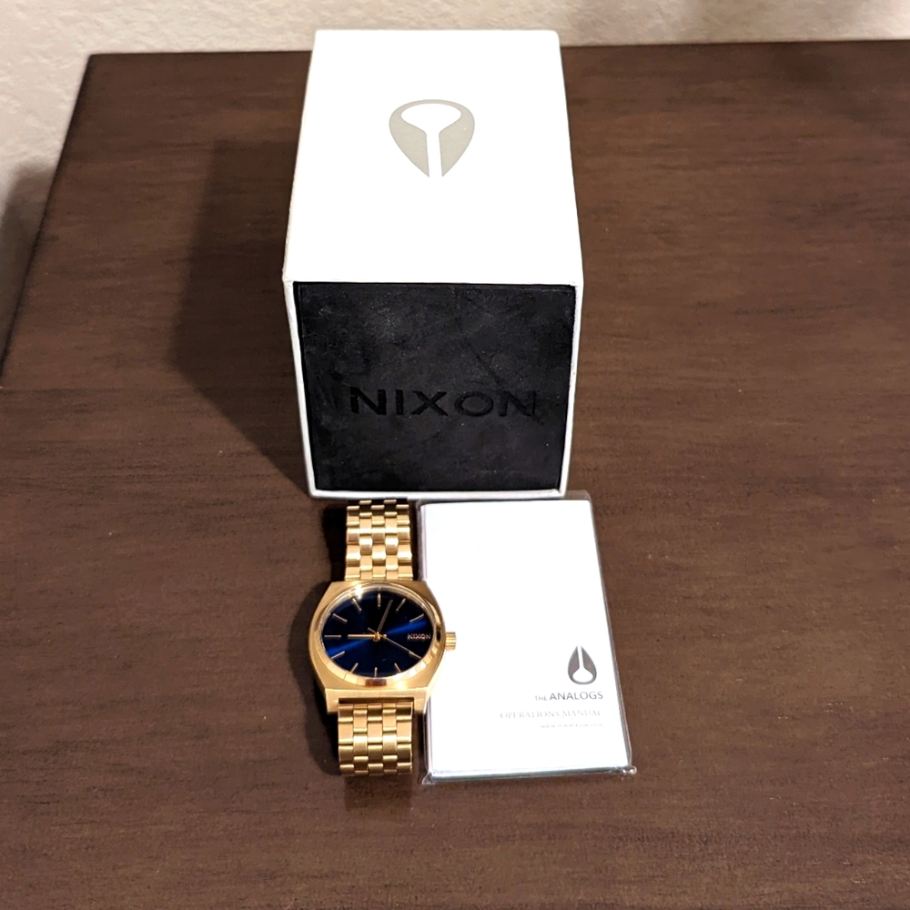 Nixon Time Teller Watch (Gold Blue Face)
